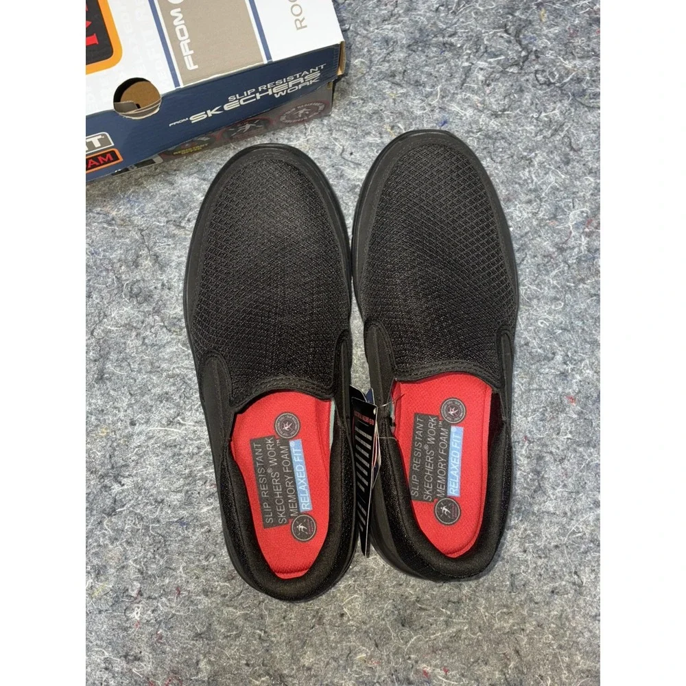 Skechers Work Men's Size 8 Flex Advantage‎ Slip Resistant Black Fast Shipping!